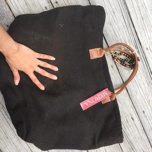 big merona tote basket bag wicker inside